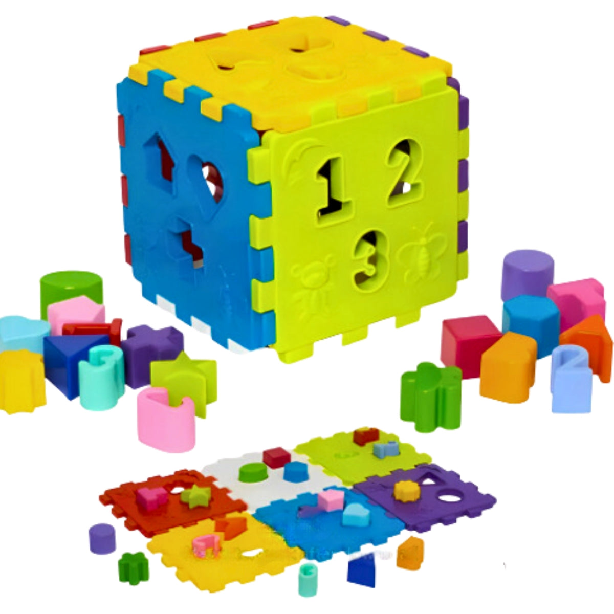 Cubo Didático MercoToys com Peças Geométricas para Encaixar e Brincar Cubo Didático MercoToys com Peças Geométricas para Encaixar e Brincar